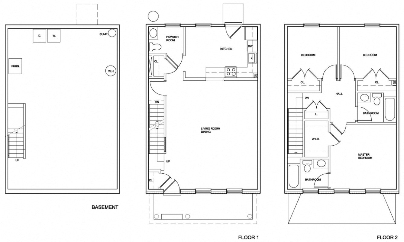 Floor plan for 3 beds, 2.5 baths, 2160 sqft